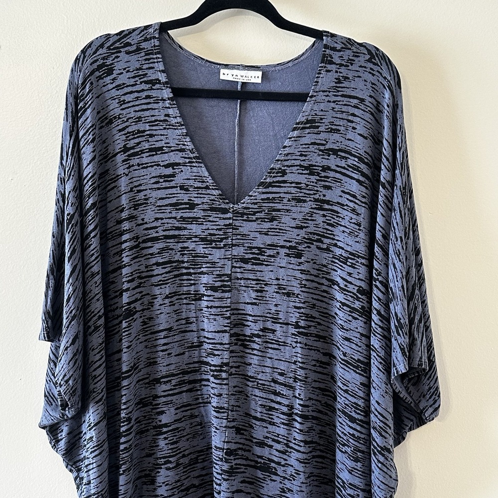 Bryn Walker Blue Black Geo Dress Kaftan Dolman Oversized‎ Lagenlook Tunic Top XL - Picture 3 of 13
